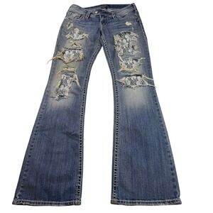 Silver Jeans Tuesday Bootcut Denim Jeans Womens 28 Lace Distressed